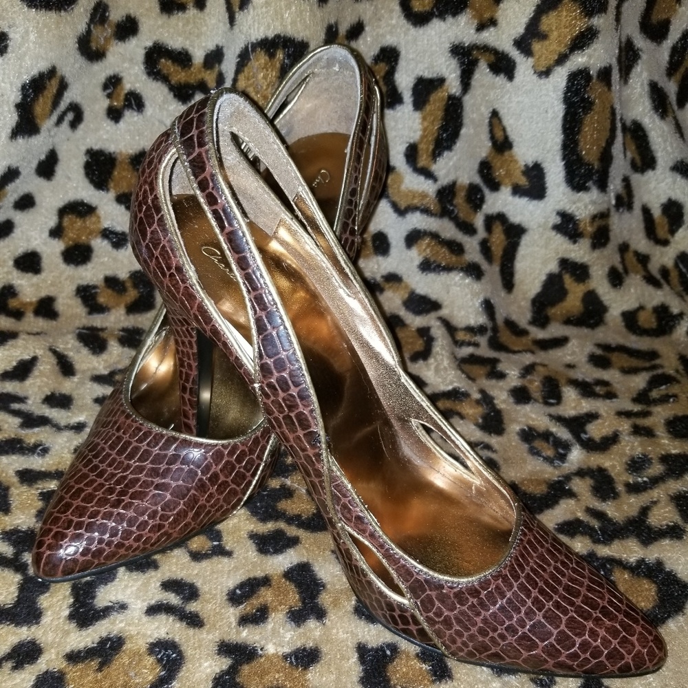 Brown & Gold Heels